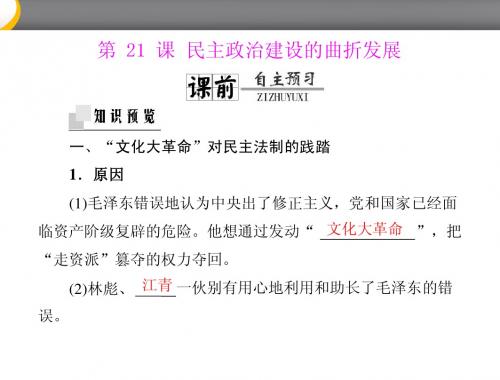 《随堂优化训练》2012年高中历史 第六单元 第21课 民主政治建设的曲折发展课件 新人教版必修1 新课标