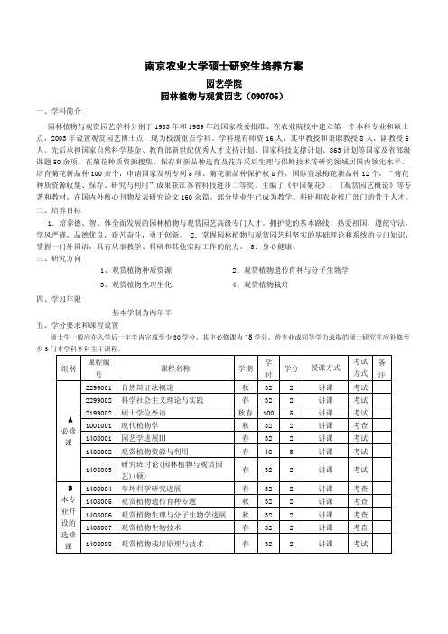 南京农业大学研究生培养方案-观赏园艺