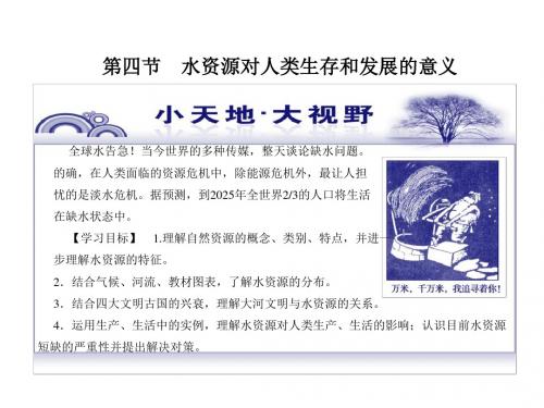 高一地理水资源对人类生存和发展的意义1