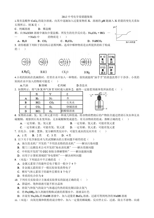 中考化学易错题集锦(整理)