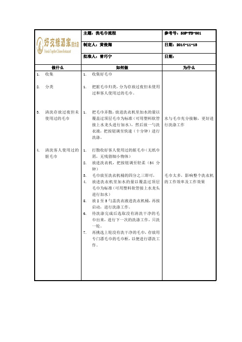 洗毛巾工作流程