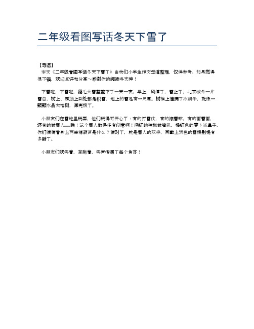 二年级看图写话冬天下雪了