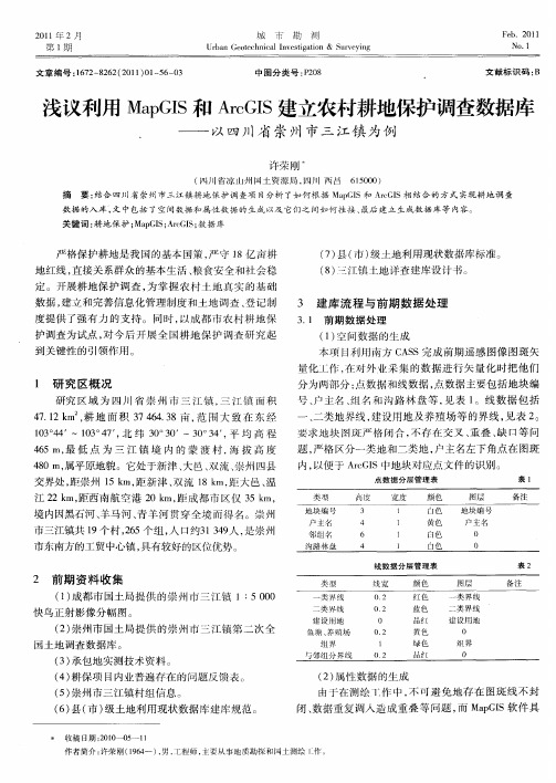 浅议利用MapGIS和ArcGIS建立农村耕地保护调查数据库——以四川省崇州市三江镇为例