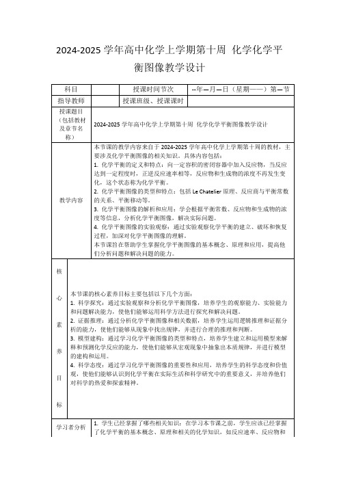 2024-2025学年高中化学上学期第十周化学化学平衡图像教学设计