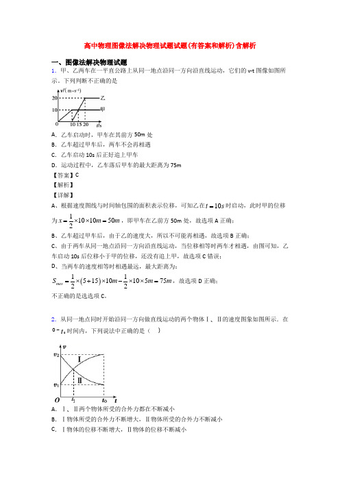 高中物理图像法解决物理试题试题(有答案和解析)含解析