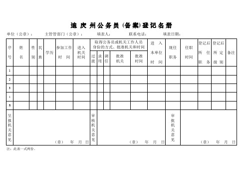 公 务员登记(备案)名册