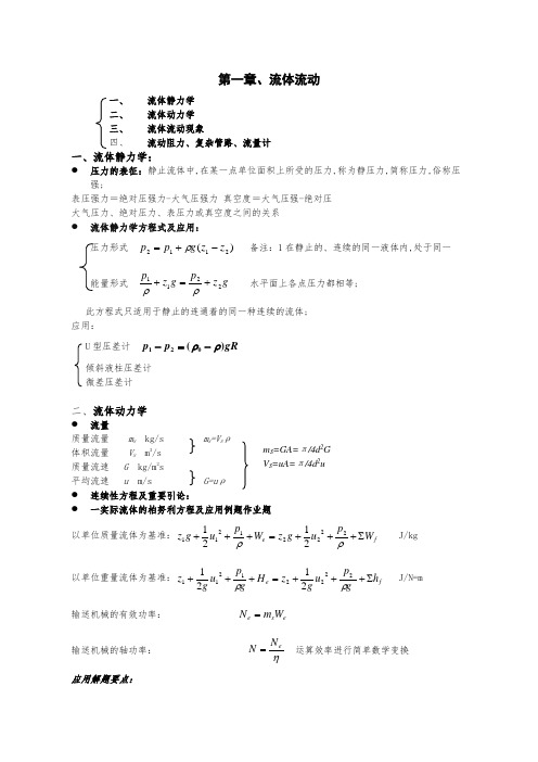 化工原理知识点总结复习重点完美版