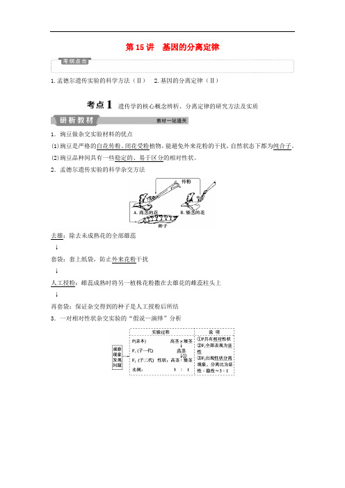 高考生物一轮复习第五单元遗传的基本规律与伴性遗传第15讲基因的分离定律学案