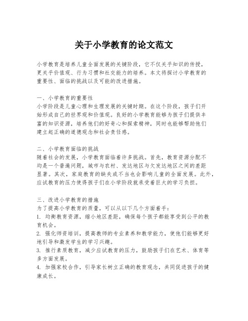 关于小学教育的论文范文