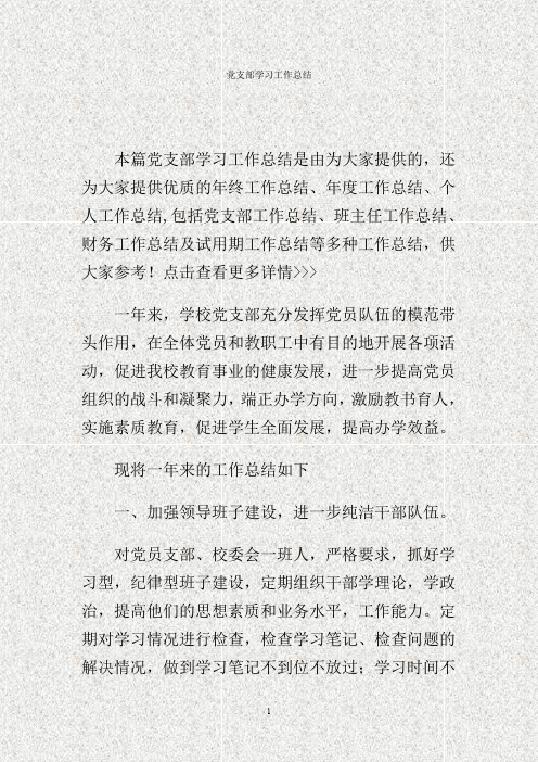 党支部学习工作总结.