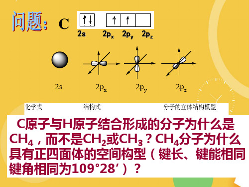 分子空间构型___杂化轨道理论完整PPT资料