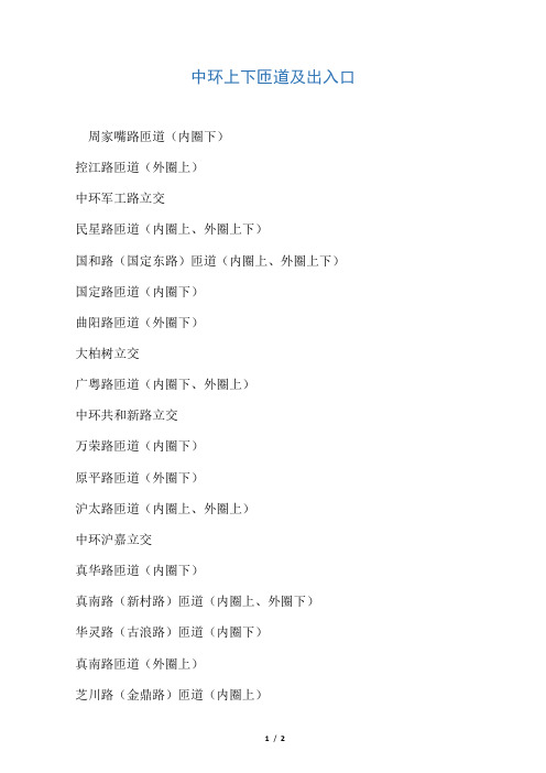 中环上下匝道及出入口