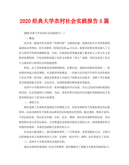 2020经典大学农村社会实践报告5篇