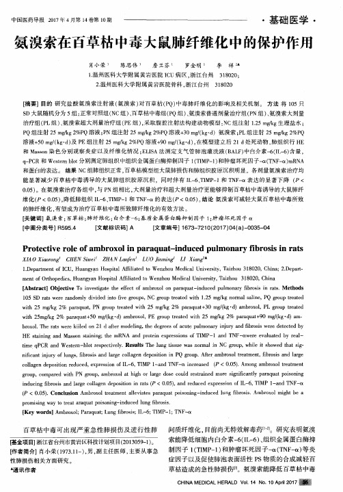 氨溴索在百草枯中毒大鼠肺纤维化中的保护作用