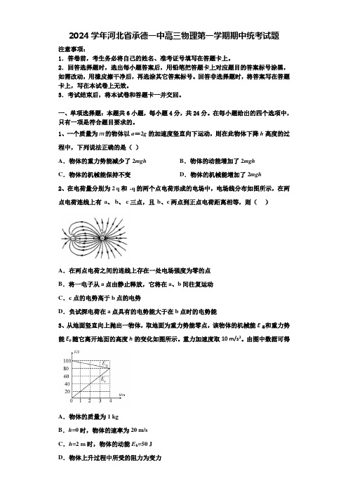 2024学年河北省承德一中高三物理第一学期期中统考试题含解析