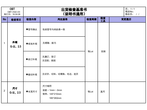 检查基准-出货