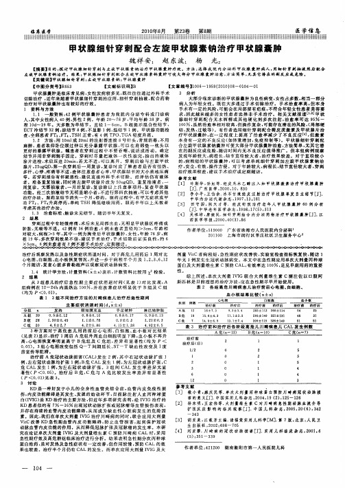 甲状腺细针穿刺配合左旋甲状腺素钠治疗甲状腺囊肿