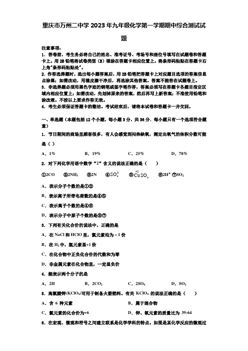 重庆市万州二中学2023年九年级化学第一学期期中综合测试试题含解析