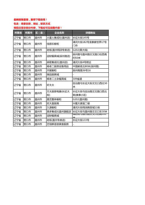 新版辽宁省营口市盖州市厨卫电器企业公司商家户名录单联系方式地址大全18家