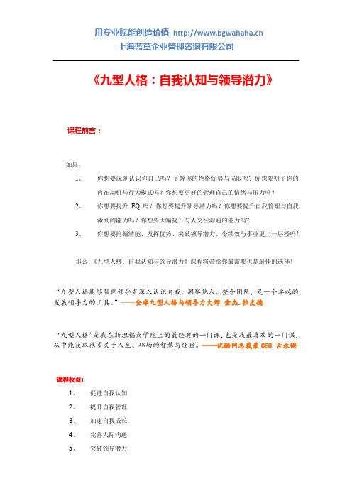 九型人格系列-《九型人格：自我认知与领导潜力》