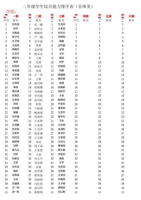 新桥小学学生排序表2.2