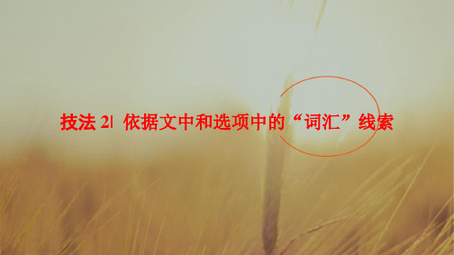 2018版高考英语二轮课件:第1部分 专题2 技法2 依据文中和选项中的“词汇”线索 精品