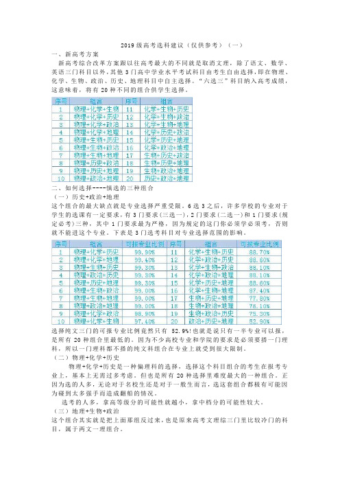 2019级高一学生如何选科材料一