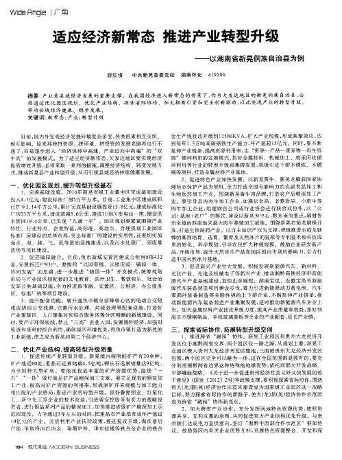 适应经济新常态 推进产业转型升级——以湖南省新晃侗族自治县为例