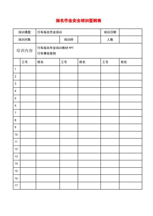 员工安全培1训签到表