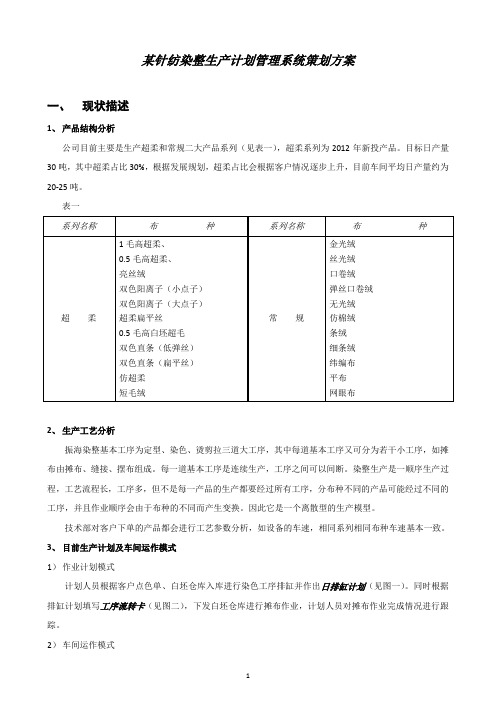 针纺染整生产计划管理系统策划方案