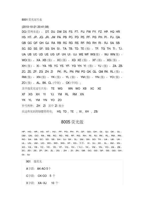 8001荧光冠号表.pdf