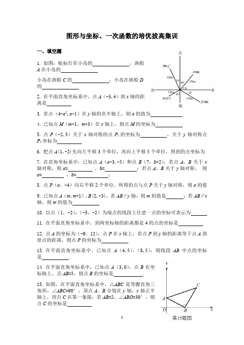 浙教版2020学年八年级上册《图形与坐标、一次函数》培优拔高集训(Word版无答案)