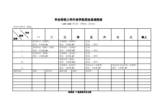 华东师范大学外语学院英语系课程表