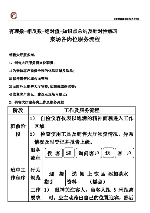 有理数-相反数-绝对值-知识点总结及针对性练习