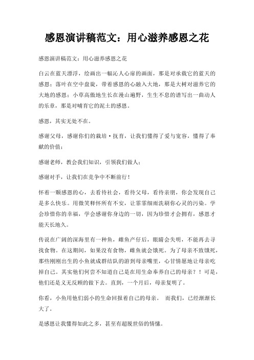感恩演讲稿用心滋养感恩之花三篇