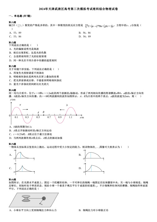 2024年天津武清区高考第三次模拟考试理科综合物理试卷