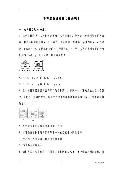 浮力综合训练题提高类