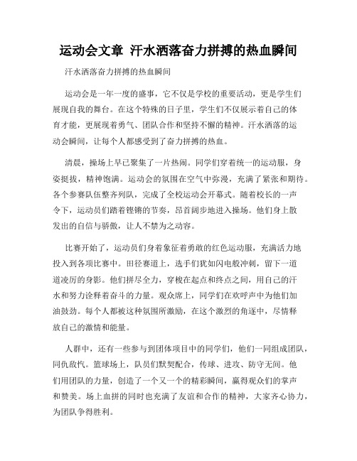 运动会文章  汗水洒落奋力拼搏的热血瞬间