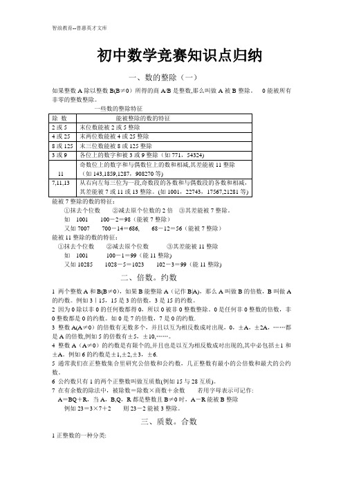 初中数学竞赛知识点归纳