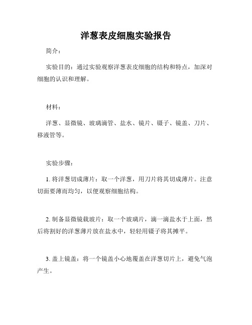 洋葱表皮细胞实验报告