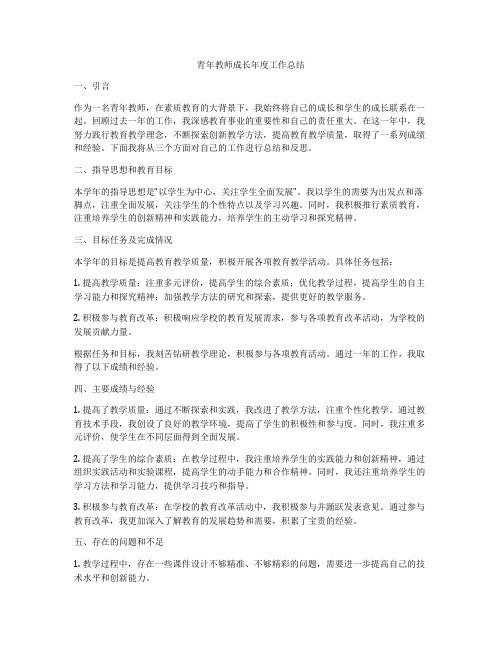 青年教师成长年度工作总结