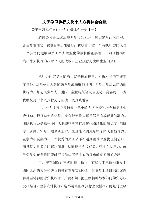 关于学习执行文化个人心得体会合集