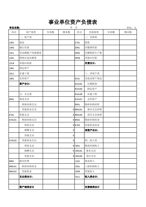 资产负债表(空表)