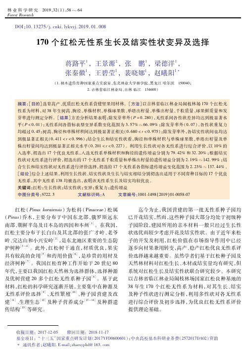 170个红松无性系生长及结实性状变异及选择