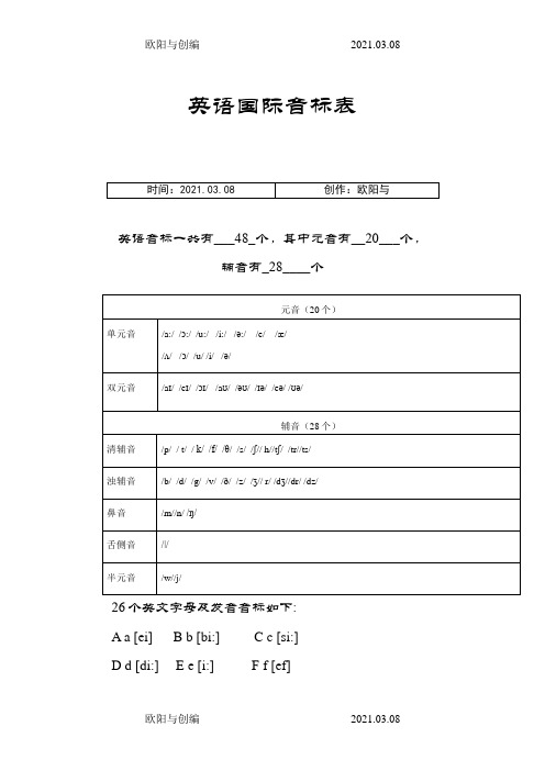 48个音标对应单词及音标(附基础单词拼读训练)之欧阳与创编