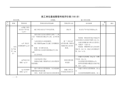 施工单位平安工地自评表