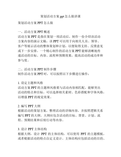 策划活动方案ppt怎么做讲课