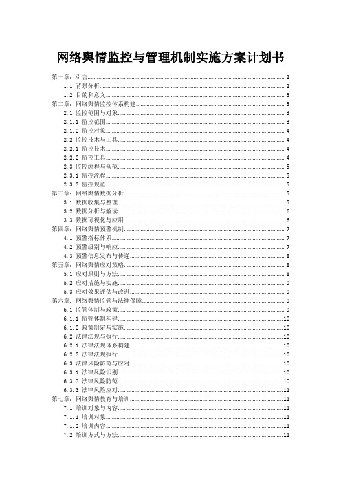 网络舆情监控与管理机制实施方案计划书