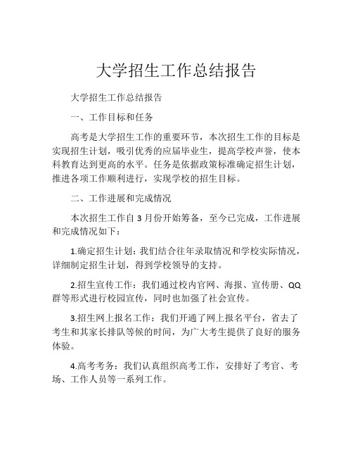 大学招生工作总结报告