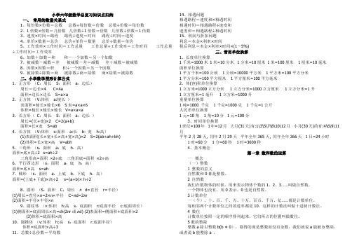 小学六年级数学总复习知识点归纳